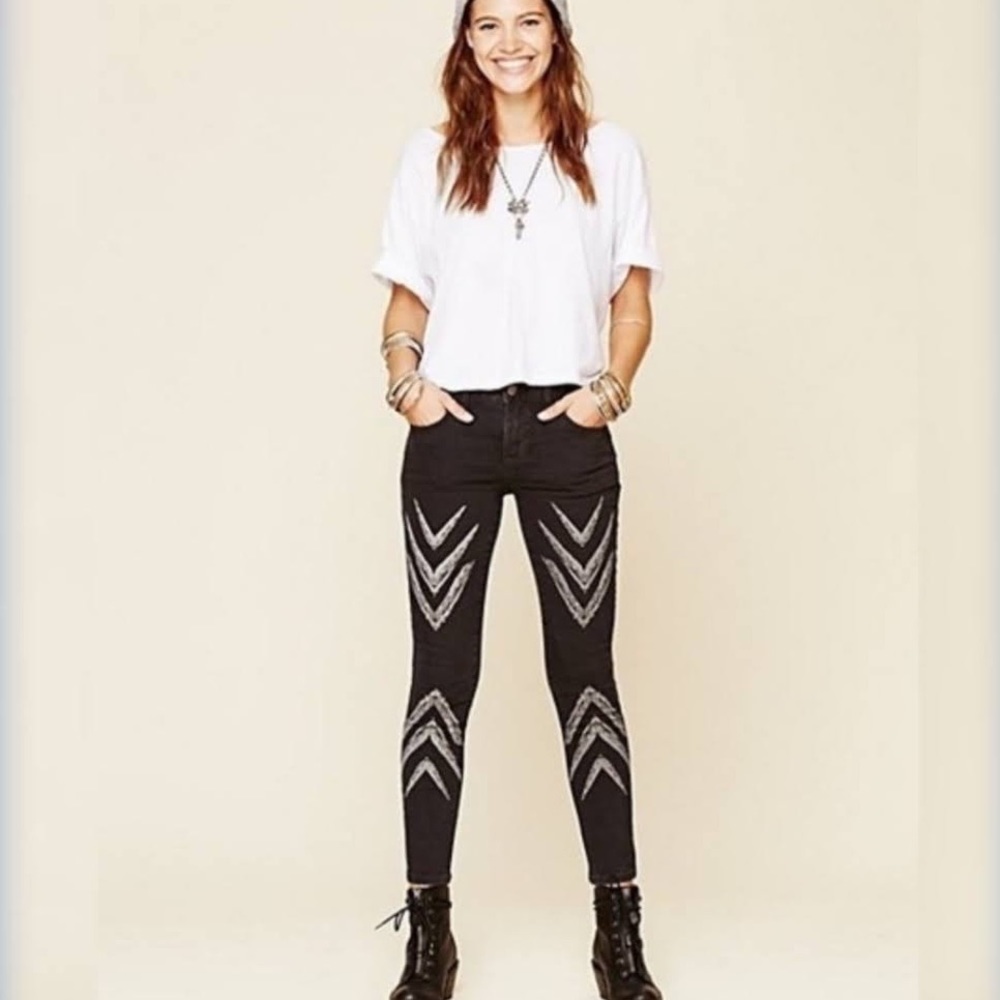 Free People Dotted Ikat‎ midrise skinny jeans 26